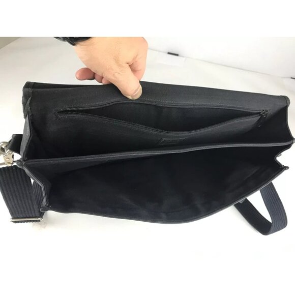 Wilsons Leather Unisex Black Pelle Studio Detachable Strap Divider Briefcase Bag - Picture 9 of 11